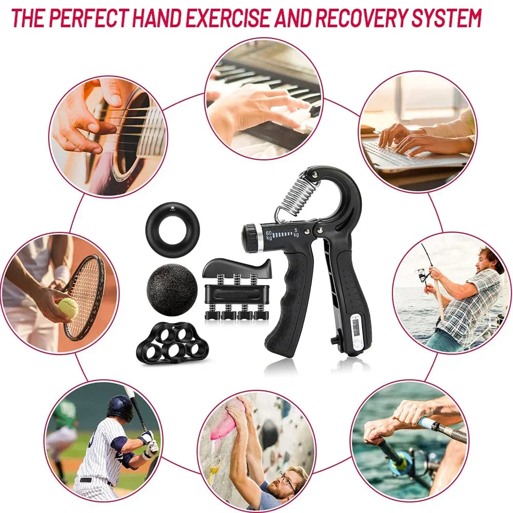 5–60 kg Adjustable Hand Gripper – Heavy-Duty Grip Strengthener for Wrist, Forearm &amp; Finger Training