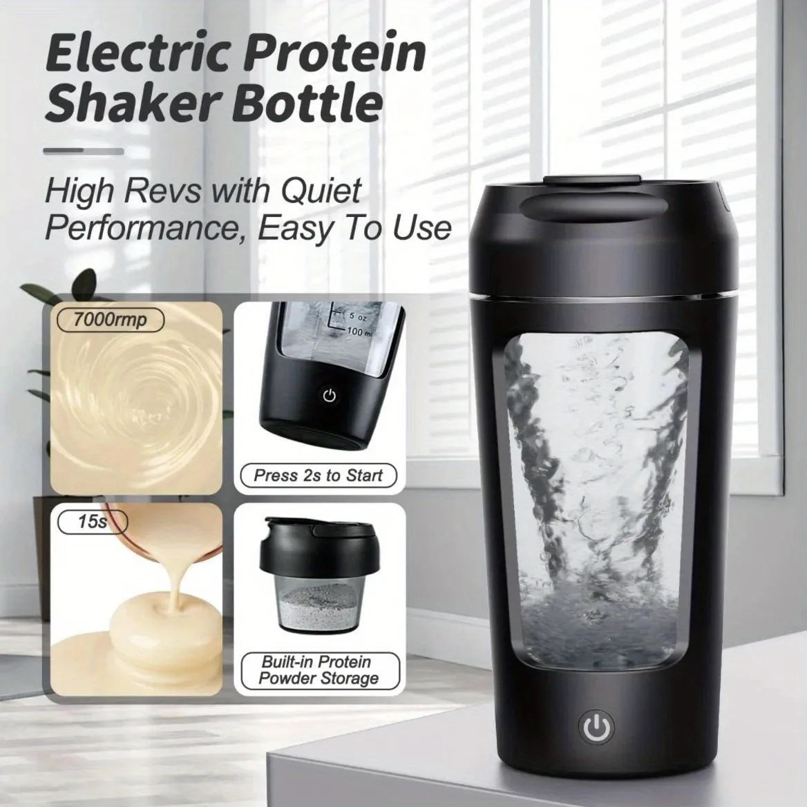 630 ml Electric Protein Mixer – USB-Rechargeable Portable Shaker