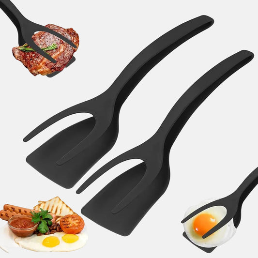 2-in-1 Silicone Cooking Tongs with Clip – Heat-Resistant Kitchen Tool