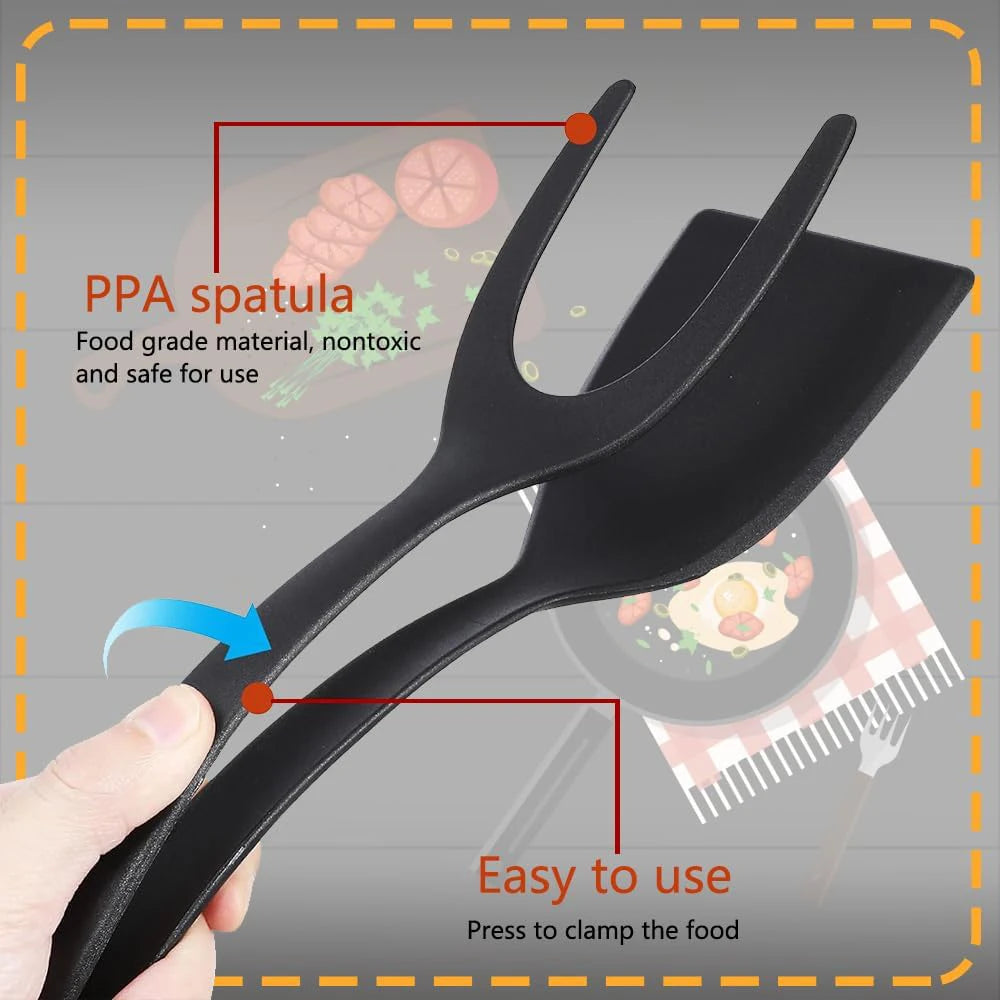 2-in-1 Silicone Cooking Tongs with Clip – Heat-Resistant Kitchen Tool