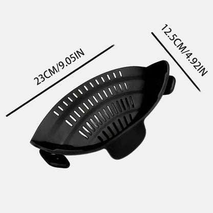Universal Clip-On Silicone Pot Strainer – Heat-Resistant, Hands-Free Snap-On Colander for Easy Draining