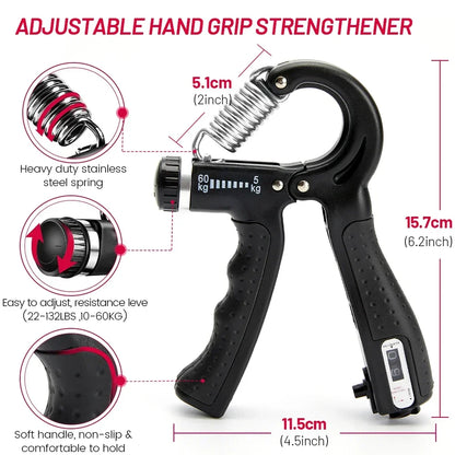 5–60 kg Adjustable Hand Gripper – Heavy-Duty Grip Strengthener for Wrist, Forearm &amp; Finger Training