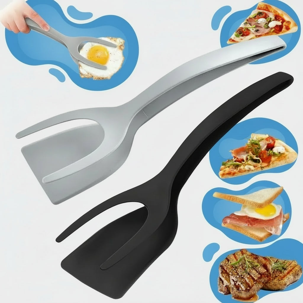2-in-1 Silicone Cooking Tongs with Clip – Heat-Resistant Kitchen Tool